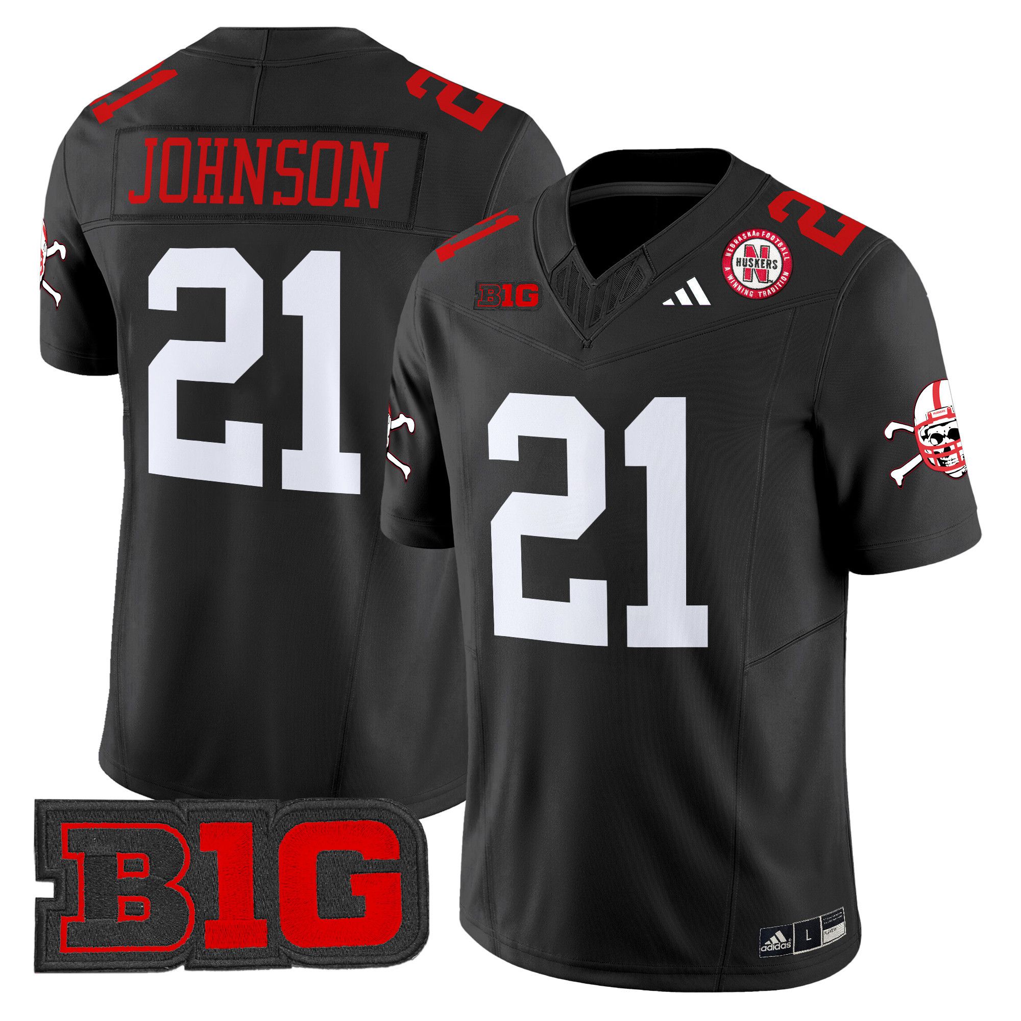 Men Nebraska Cornhuskers #21 Johnson Black 2024 Vapor Limited NCAA Jersey style 1->ncaa teams->NCAA Jersey